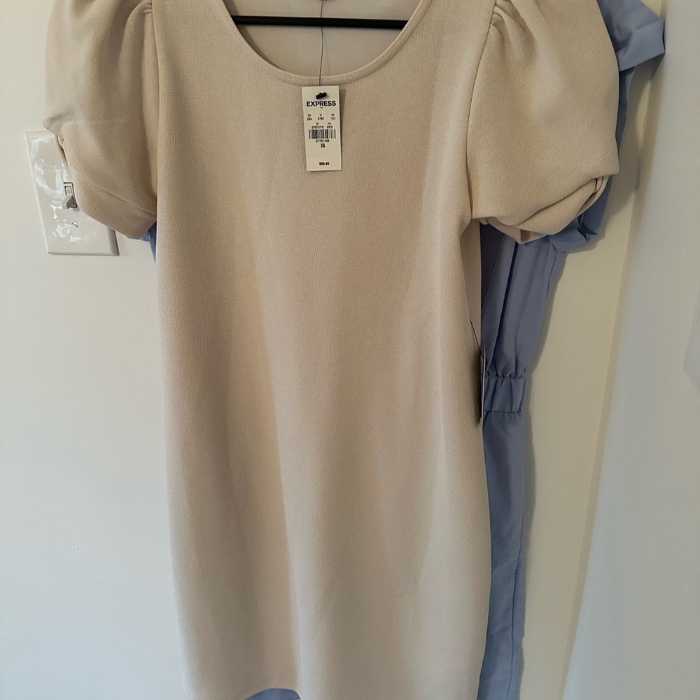 Express Ivory Puff Sleeve Dress